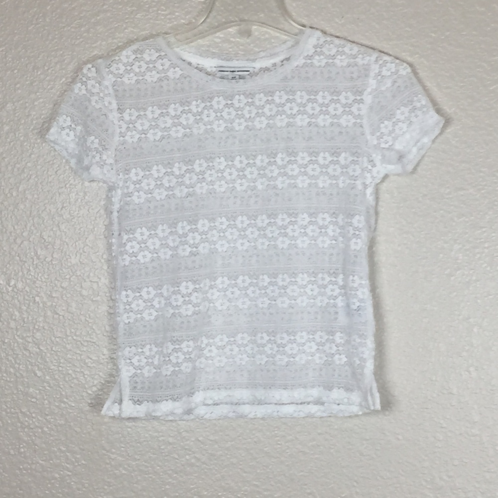 American Eagle Outfitters Lace White Women Blouse